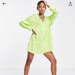 ASOS I saw it first oversized satin shirt dress Lime